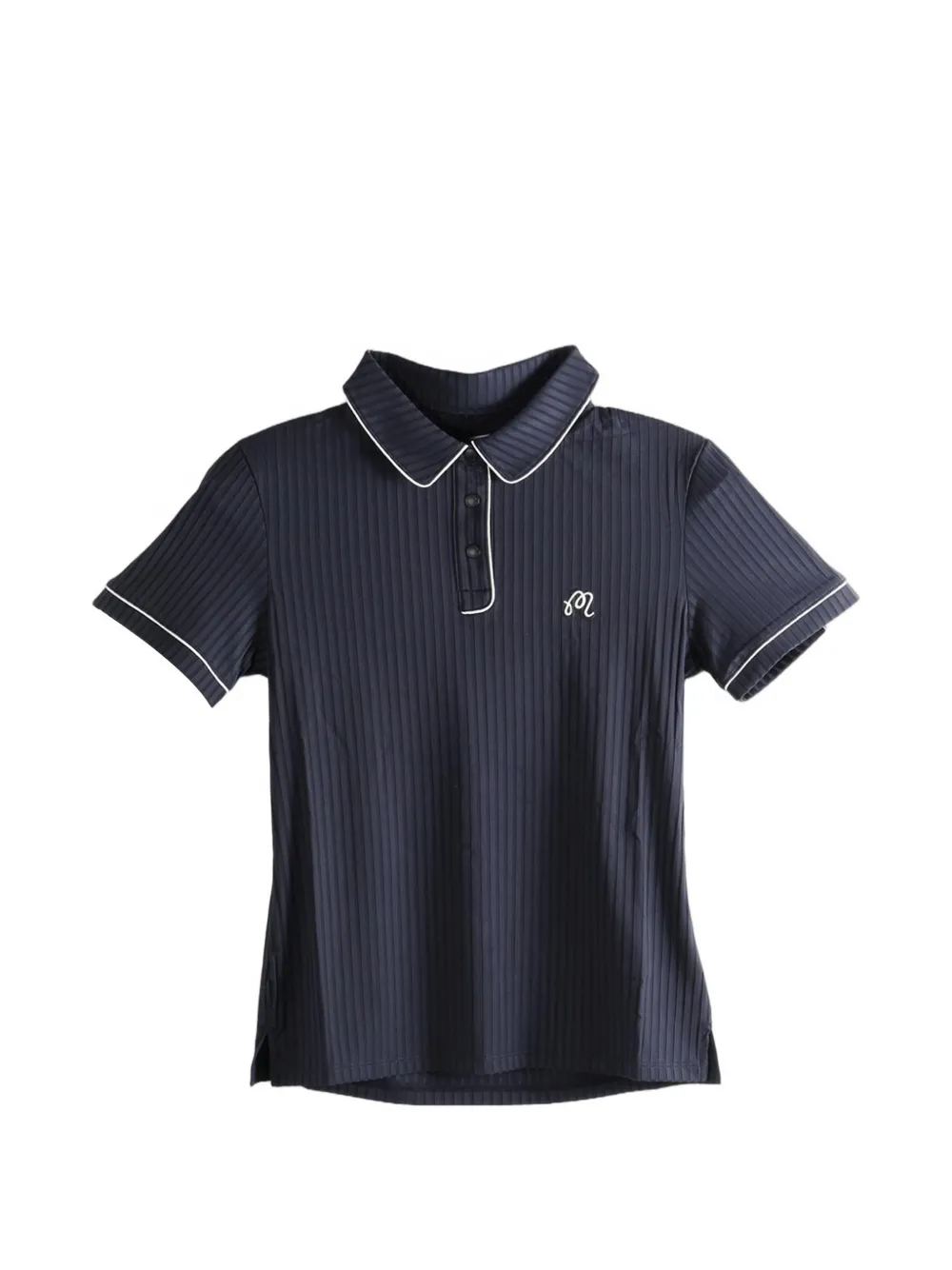 Malbon Golf Anna ribbed-knit piped polo shirt - Nero