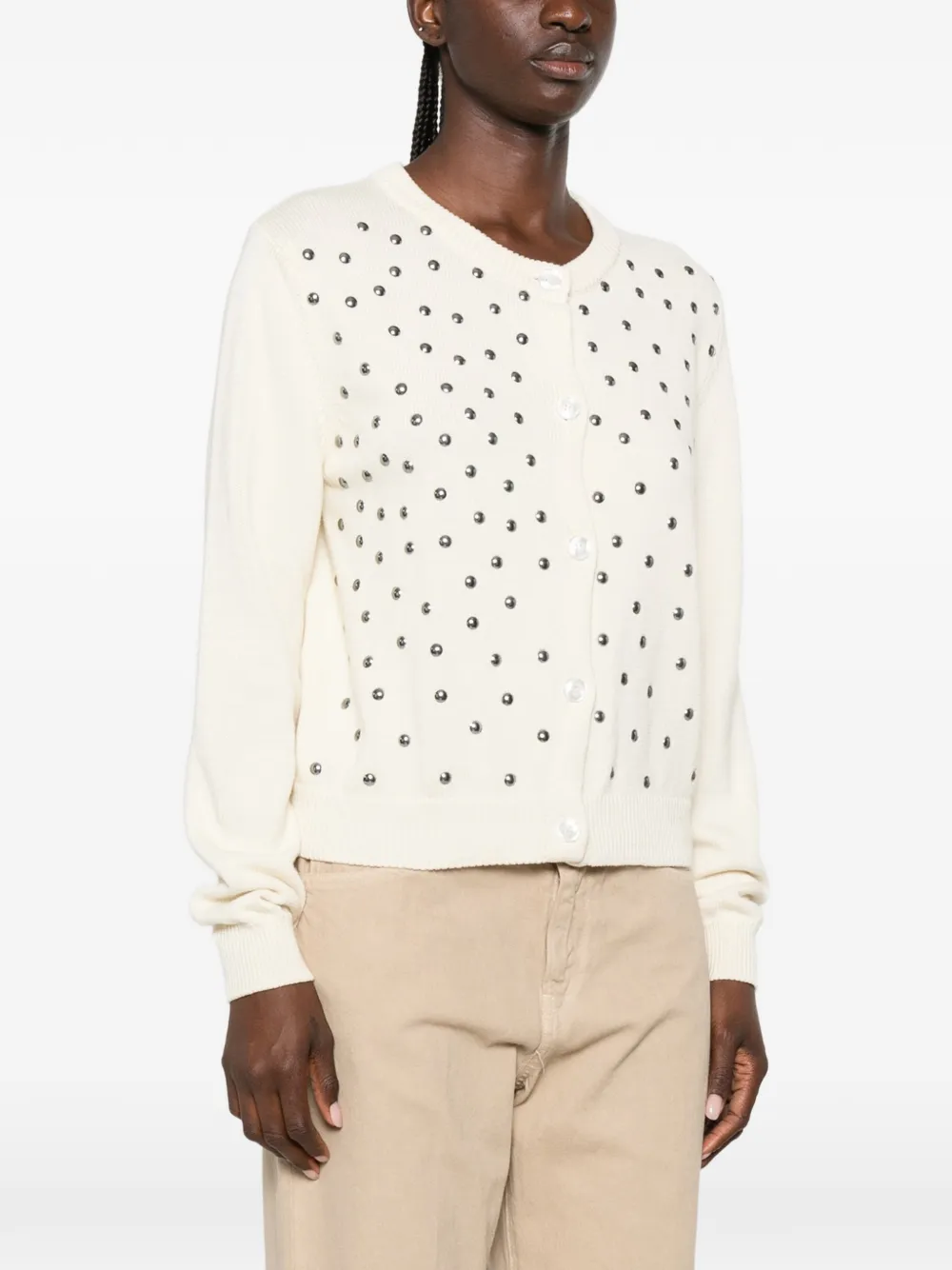 VICOLO Vest verfraaid met studs Beige