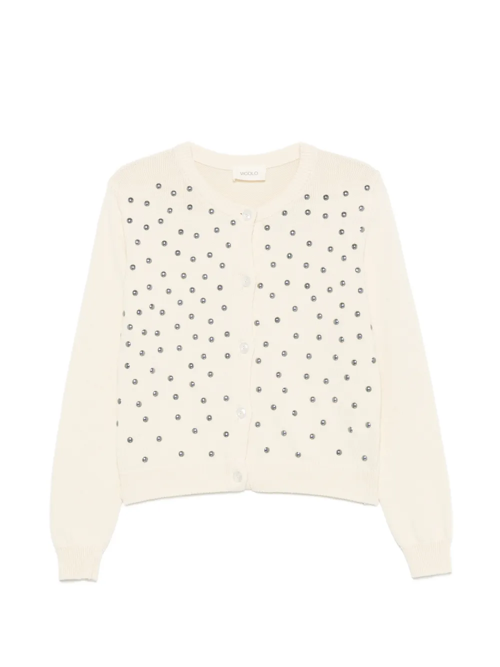Vicolo Stud-embellished Cardigan In Neutral