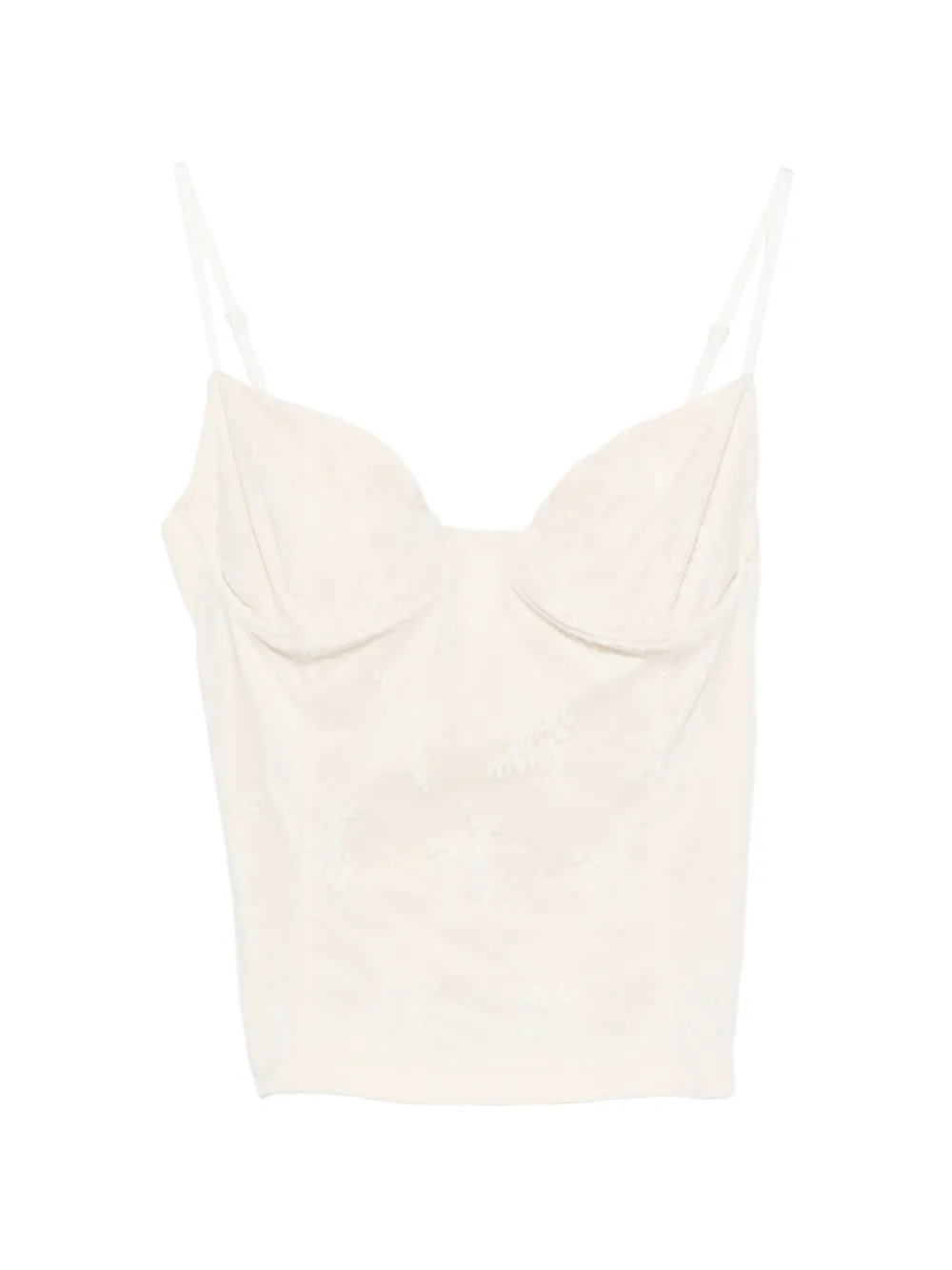 VICOLO lace-overlay top - Toni neutri