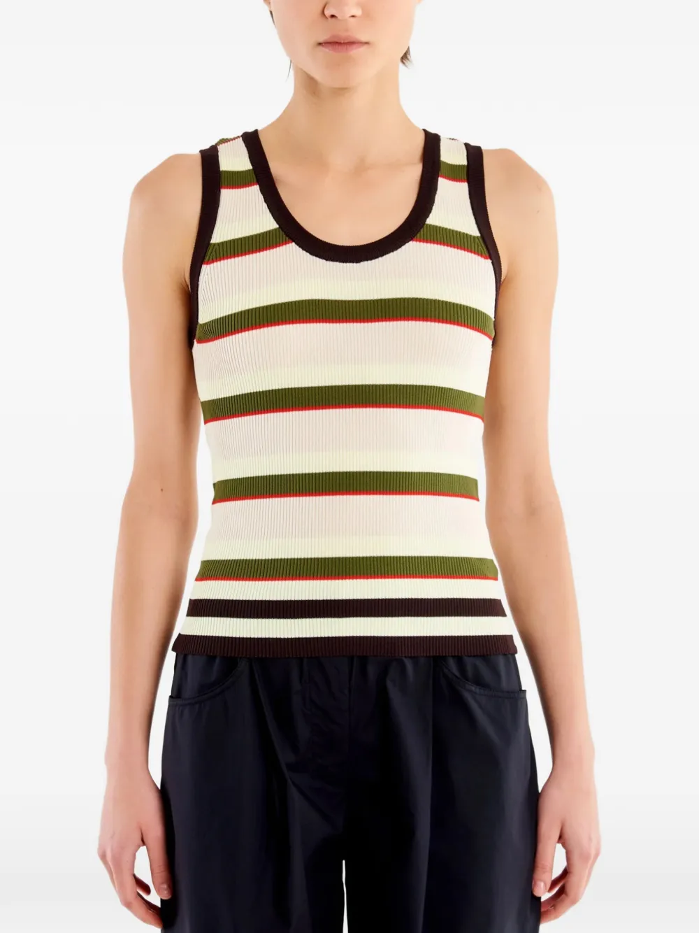 VICOLO striped ribbed-knit top - Toni neutri