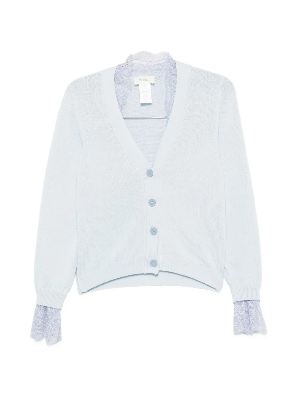 VICOLO lace-trim cardigan - Blue