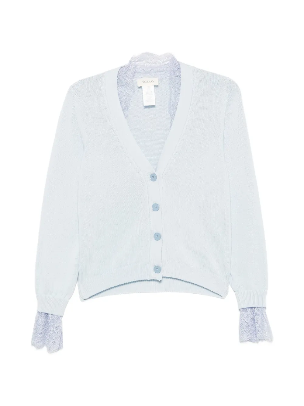 VICOLO lace-trim cardigan - Blu