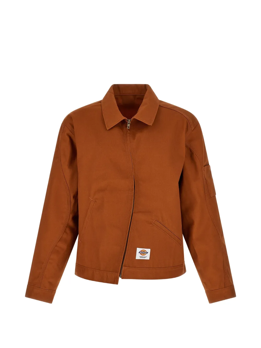 Undercover x Dickies asymmetric-stitch logo-patch jacket - Marrone