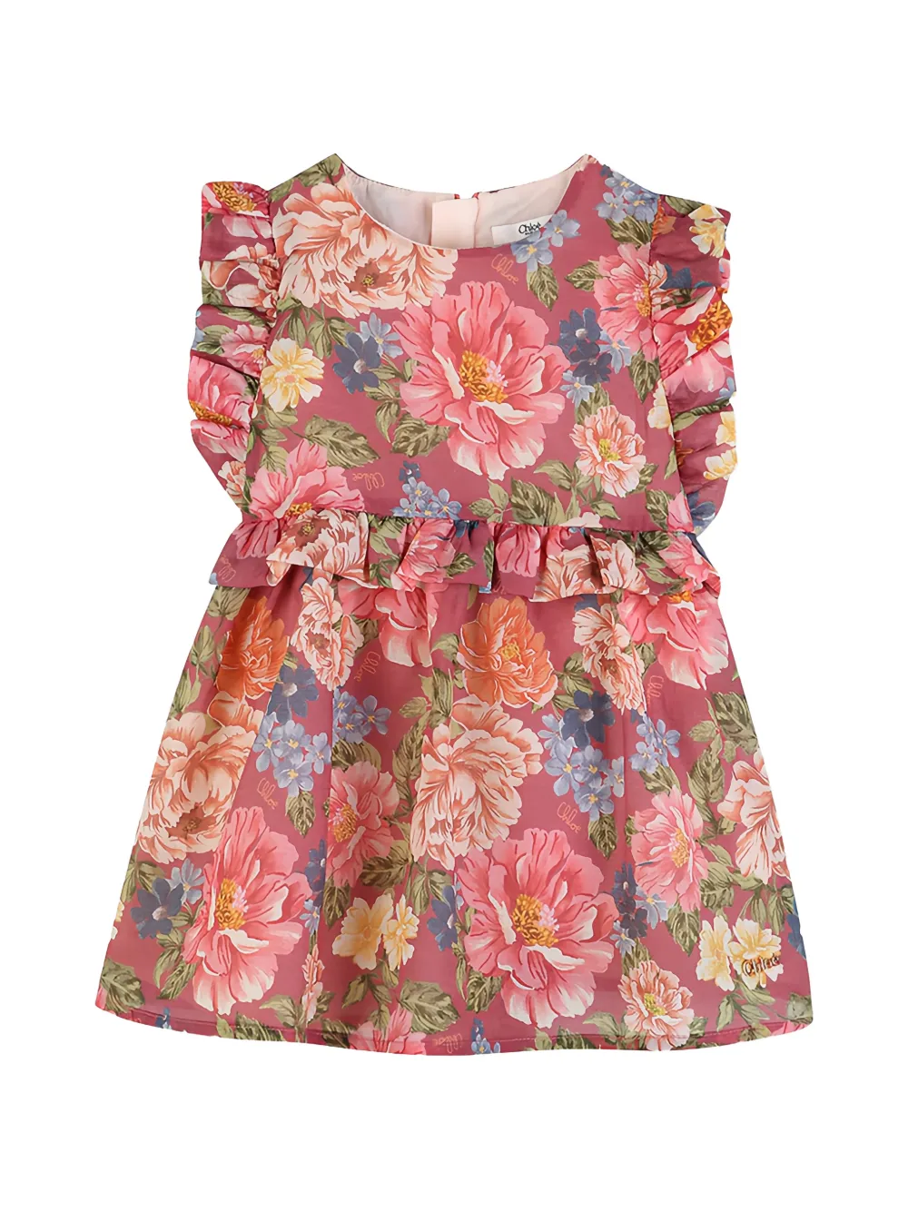 Chloé Kids floral-print ruffled dress - Rosa