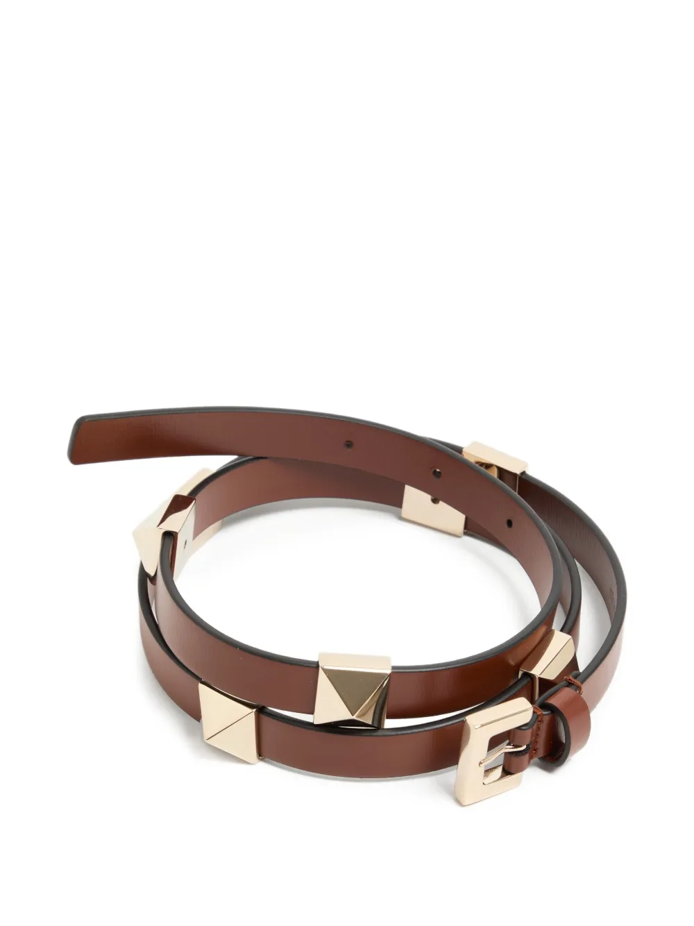 Valentino Garavani Rockstud Fierce glanzende kalfsleren riem 15 mm Bruin