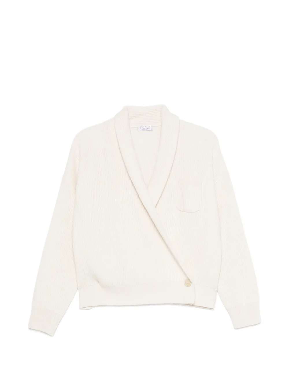 Brunello Cucinelli ribbed-knit wrap-style sweater - Weiß