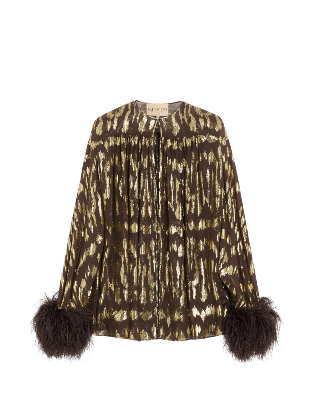 Valentino Garavani shirt in Gattocivetta Fauve Éclat lurex jacquard - Brown