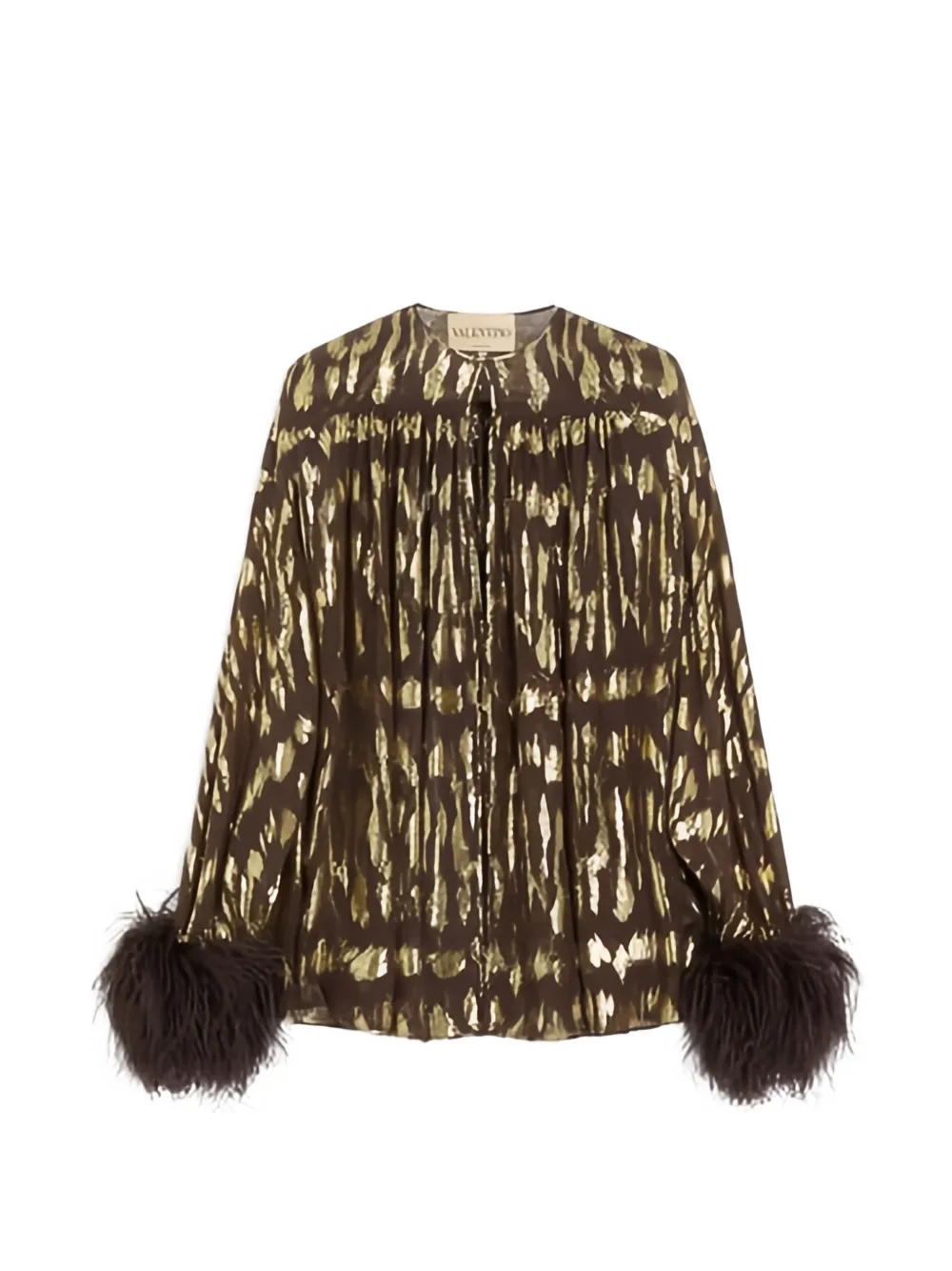 Valentino Garavani Gattocivetta Fauve Éclat lurex blouse Bruin