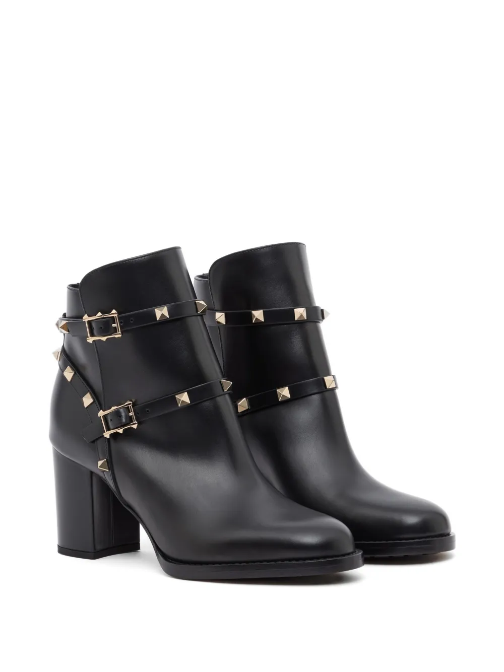 Valentino Garavani Rockstud kalfsleren enkellaarzen 70 mm Zwart