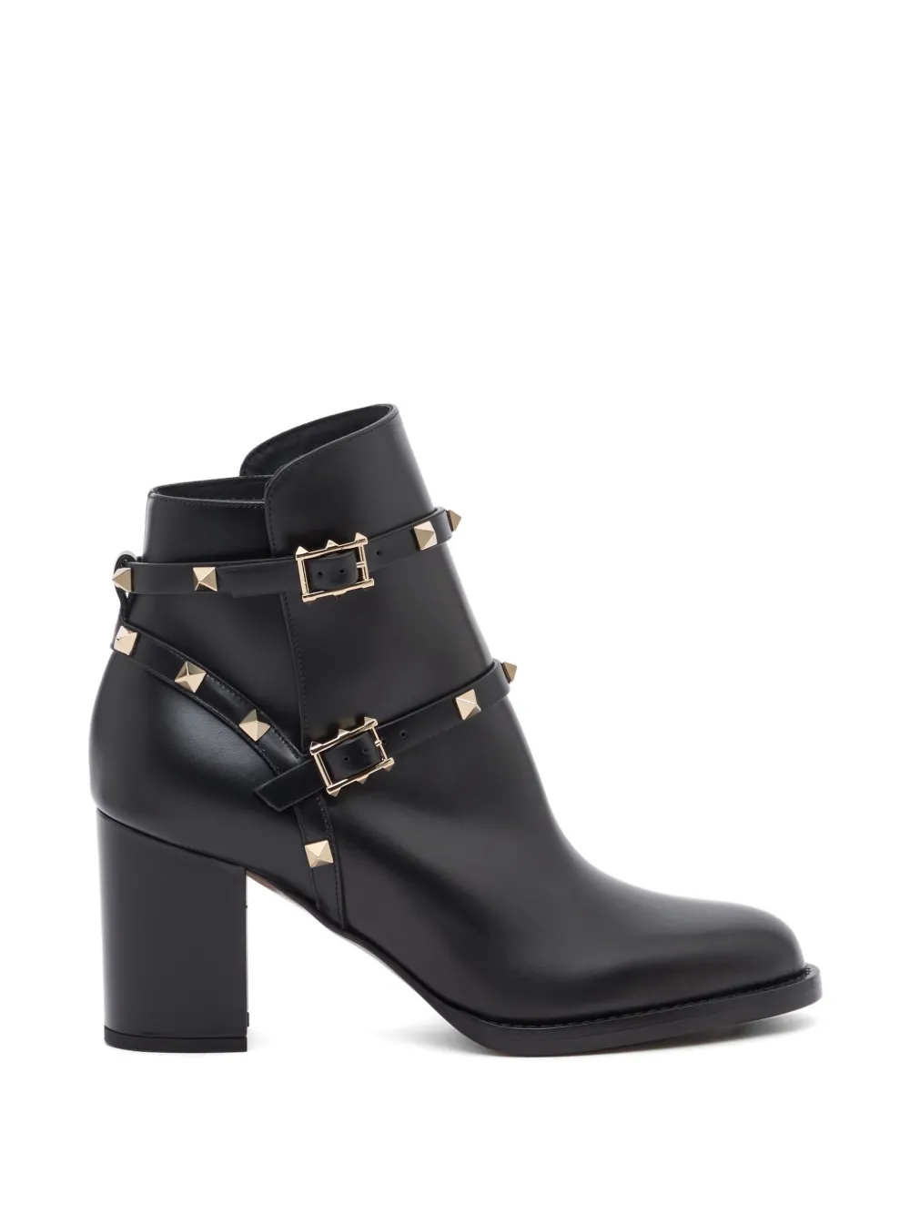 Valentino Garavani Rockstud kalfsleren enkellaarzen 70 mm Zwart