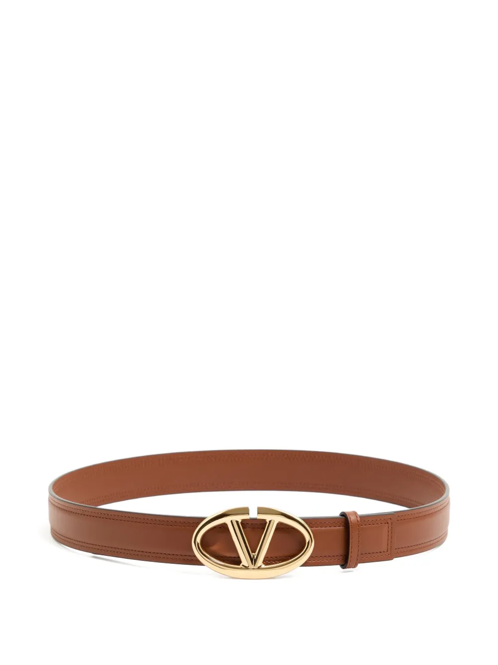 Valentino Garavani VLogo The Bold Edition belt in shiny calfskin 30 mm - Marrone