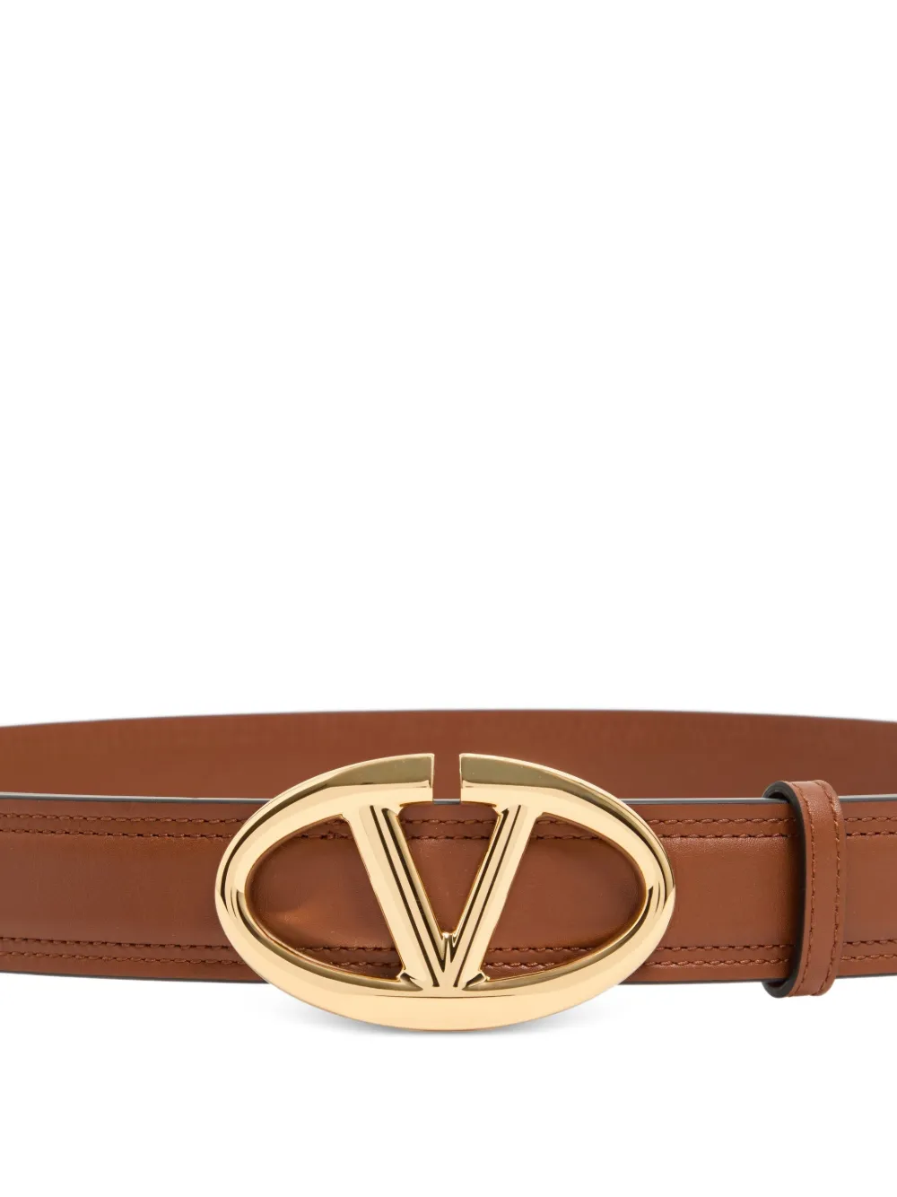 Valentino Garavani VLogo The Bold Edition riem in glanzend kalfsleer 30 mm Bruin