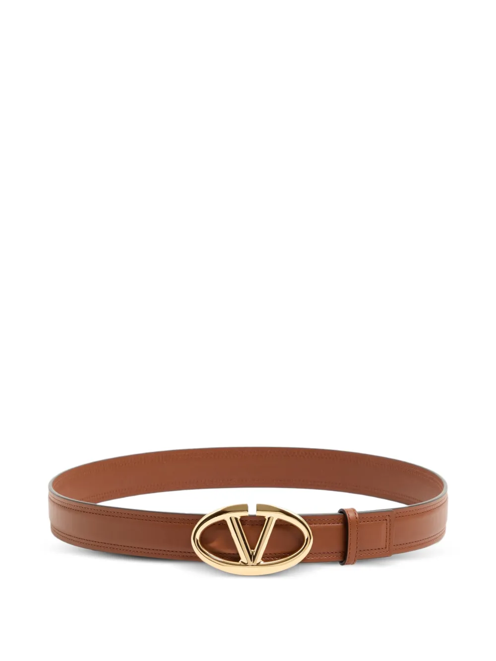 Valentino Garavani VLogo The Bold Edition belt in shiny calfskin 30 mm - Marrone