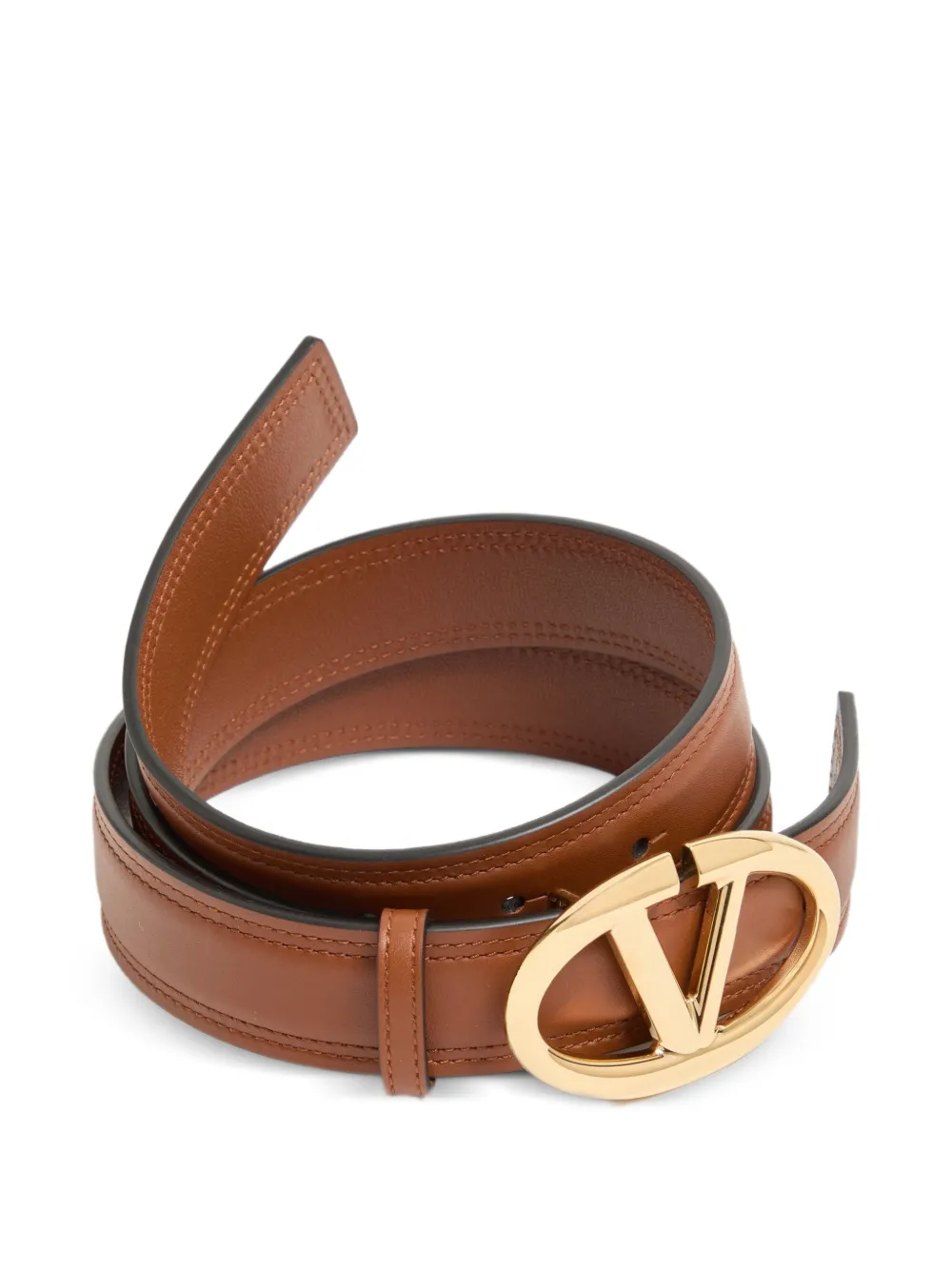 Valentino Garavani VLogo The Bold Edition riem in glanzend kalfsleer 30 mm Bruin
