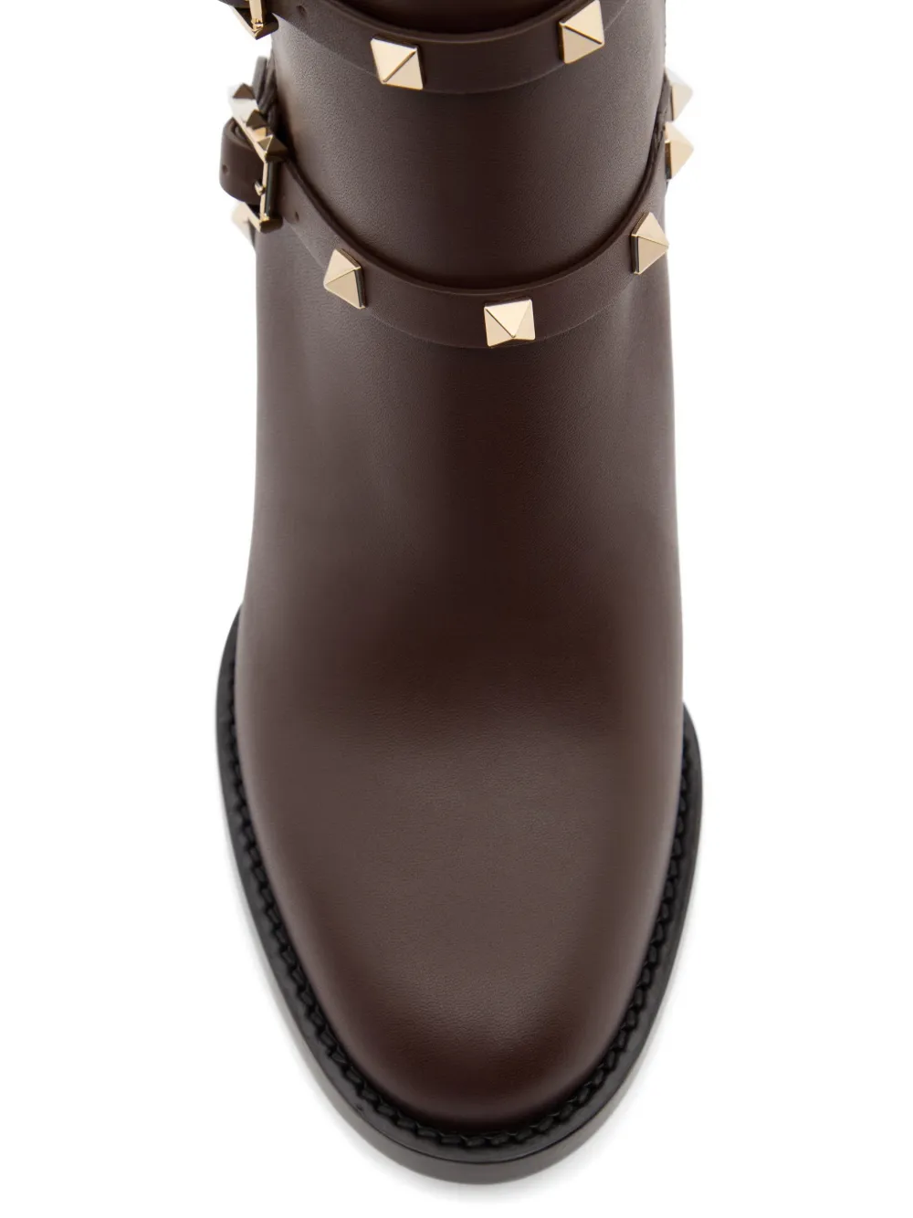 Valentino Garavani Rockstud kalfsleren enkellaarzen 70 mm Bruin