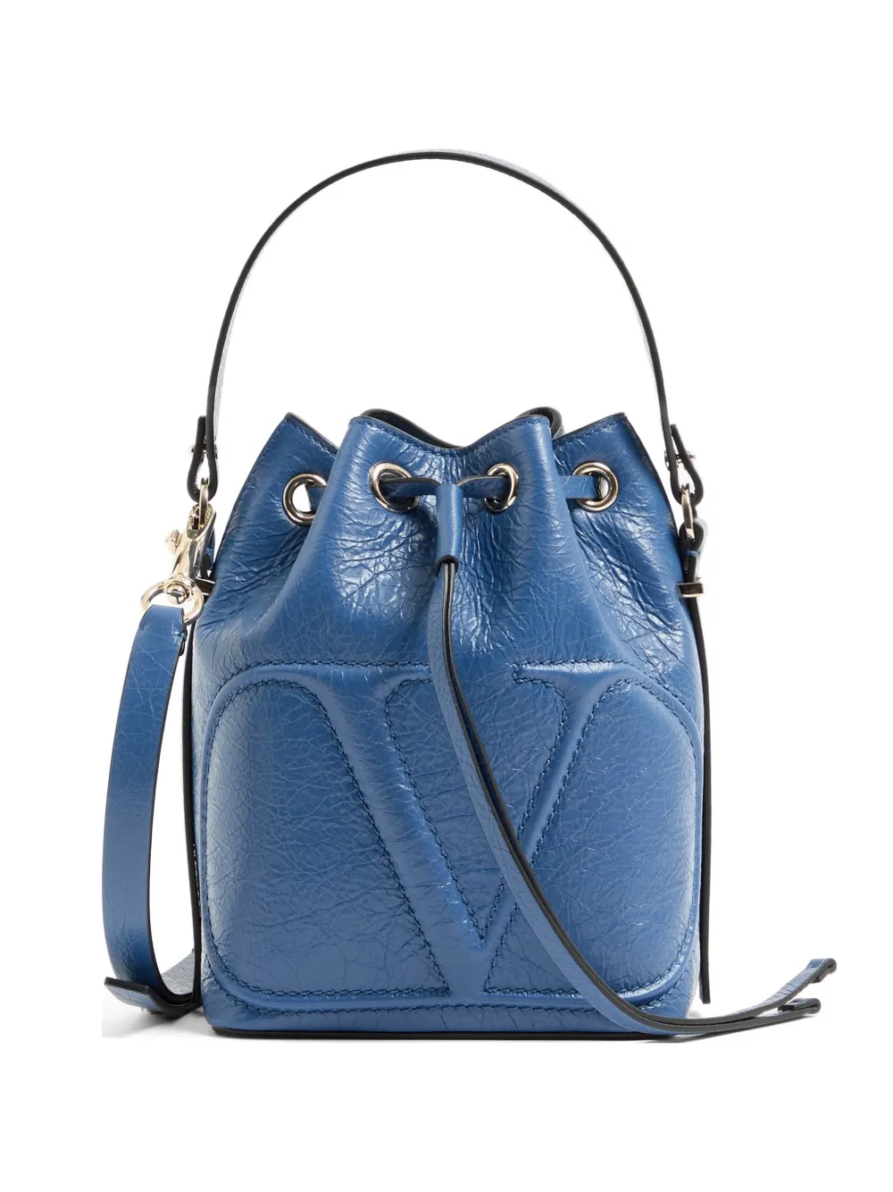 Valentino Garavani Borsa a secchiello VLogo Walk in nappa - Blu