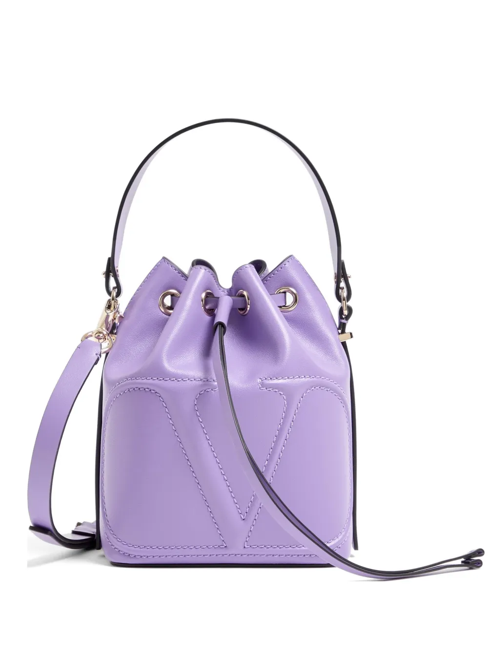 Valentino Garavani VLogo Walk bucket bag in calfskin - Viola