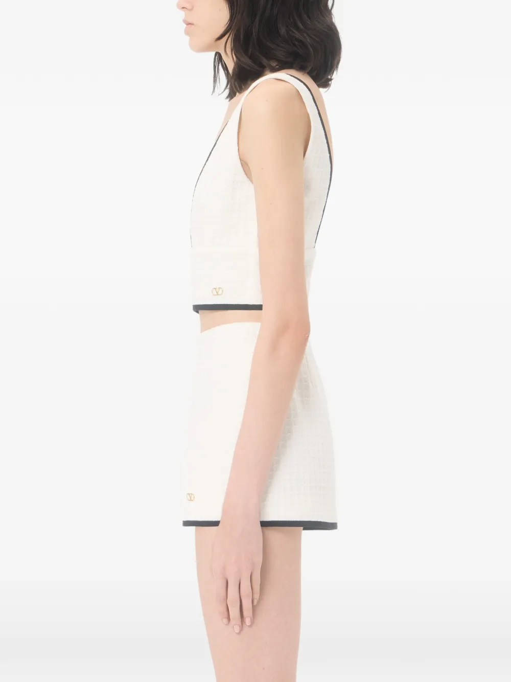 Valentino Garavani Canestrello katoenen tweed top Wit