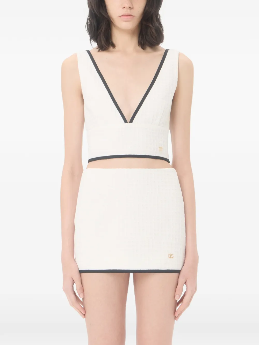 Valentino Garavani Canestrello katoenen tweed top Wit