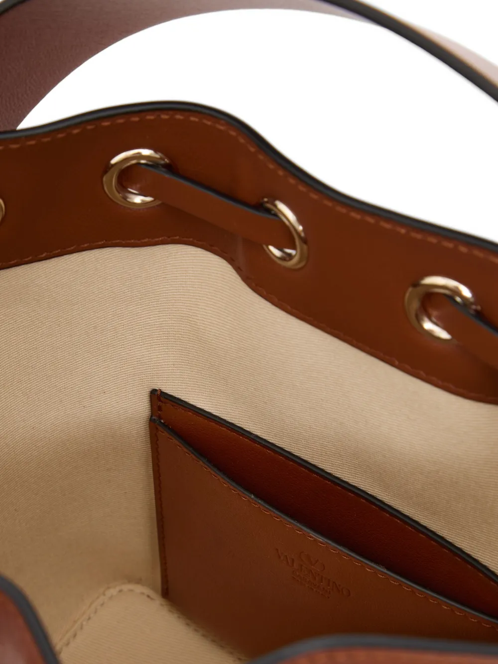 Valentino Garavani VLogo Walk bucket-tas in kalfsleer Bruin