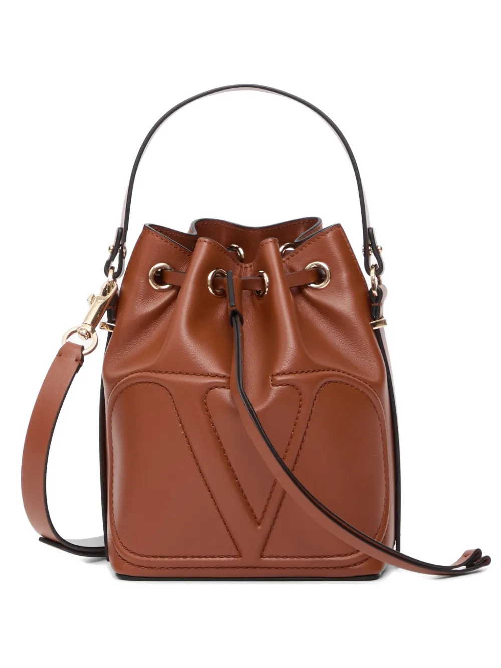 Valentino Garavani Borsa a secchiello VLogo Walk in pelle di vitello - Marrone