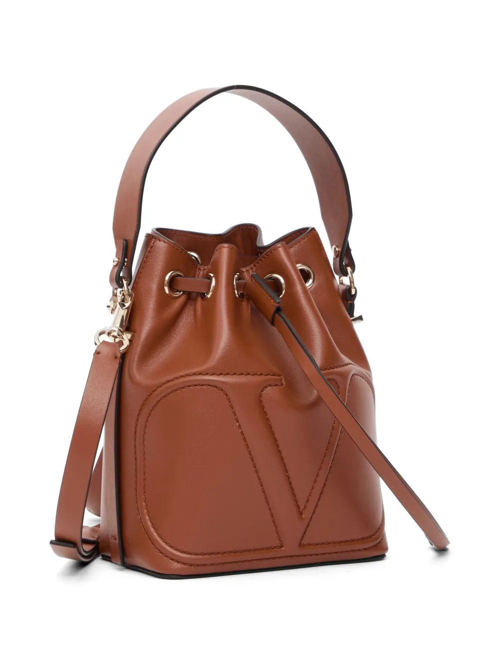 Valentino Garavani VLogo Walk bucket-tas in kalfsleer Bruin