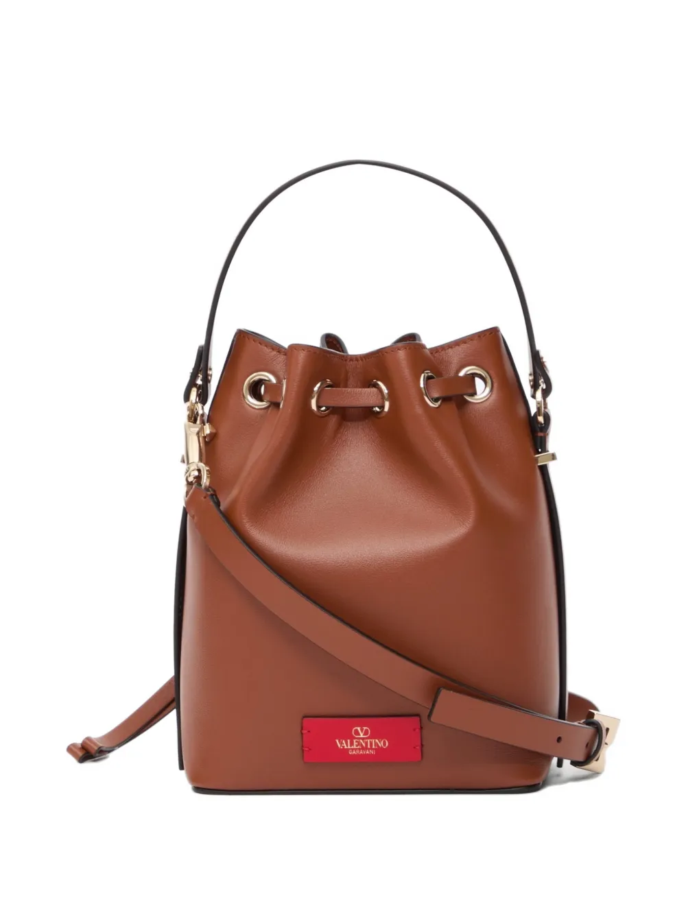 Valentino Garavani VLogo Walk bucket-tas in kalfsleer Bruin