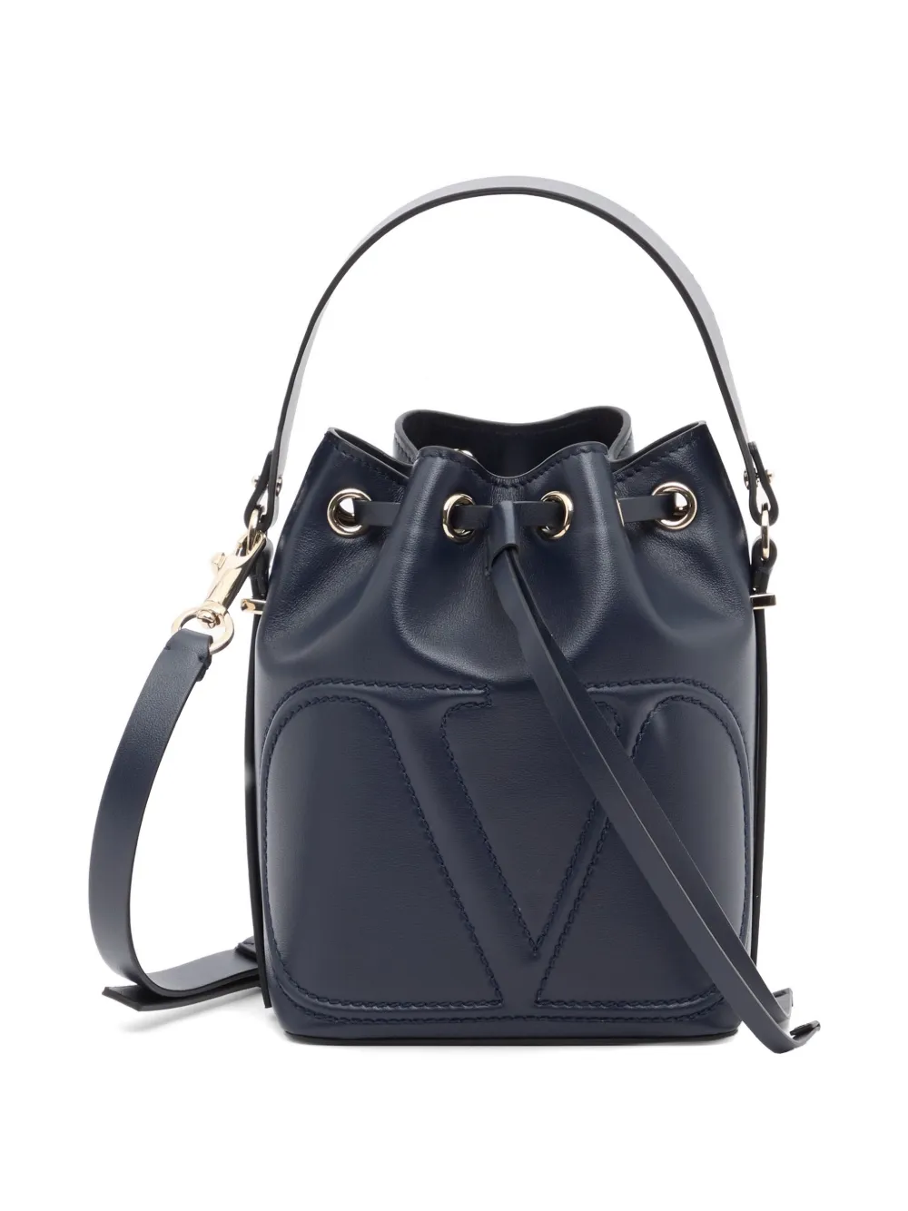 Valentino Garavani Borsa a secchiello VLogo Walk in pelle di vitello - Blu