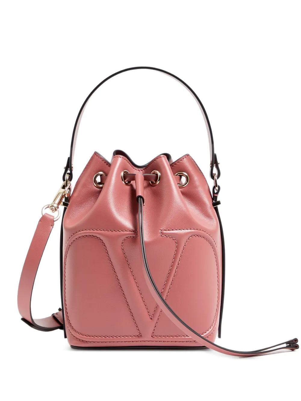 Valentino Garavani VLogo Walk bucket bag in calfskin - Rosa