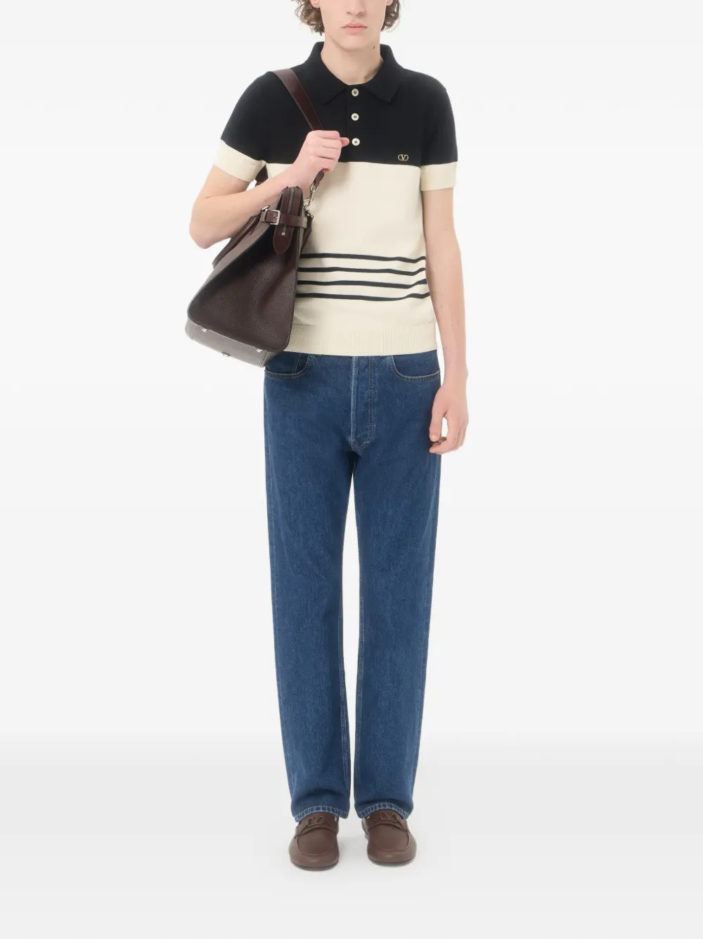 Valentino Garavani Wollen poloshirt met VLogo Beige
