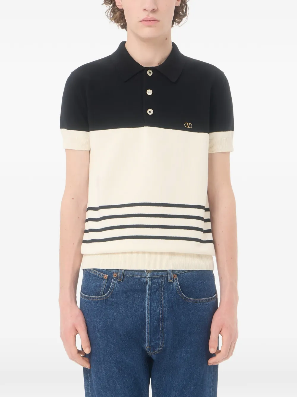 Valentino Garavani Wollen poloshirt met VLogo Beige