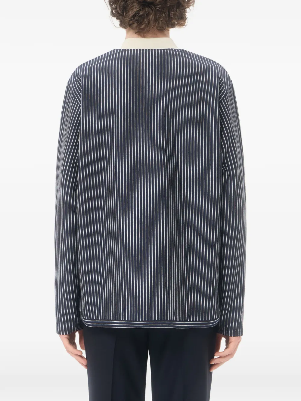 Valentino Garavani Viscose sweater met gestreept VLogo Blauw