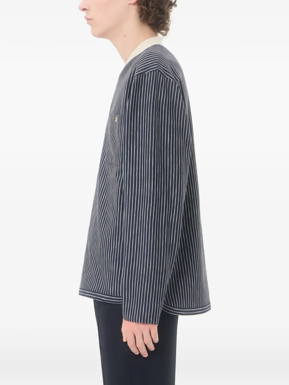 Valentino Garavani Viscose sweater met gestreept VLogo Blauw