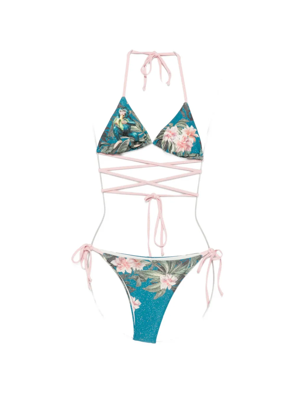 Mazzei floral-print wrap-around bikini - Blu