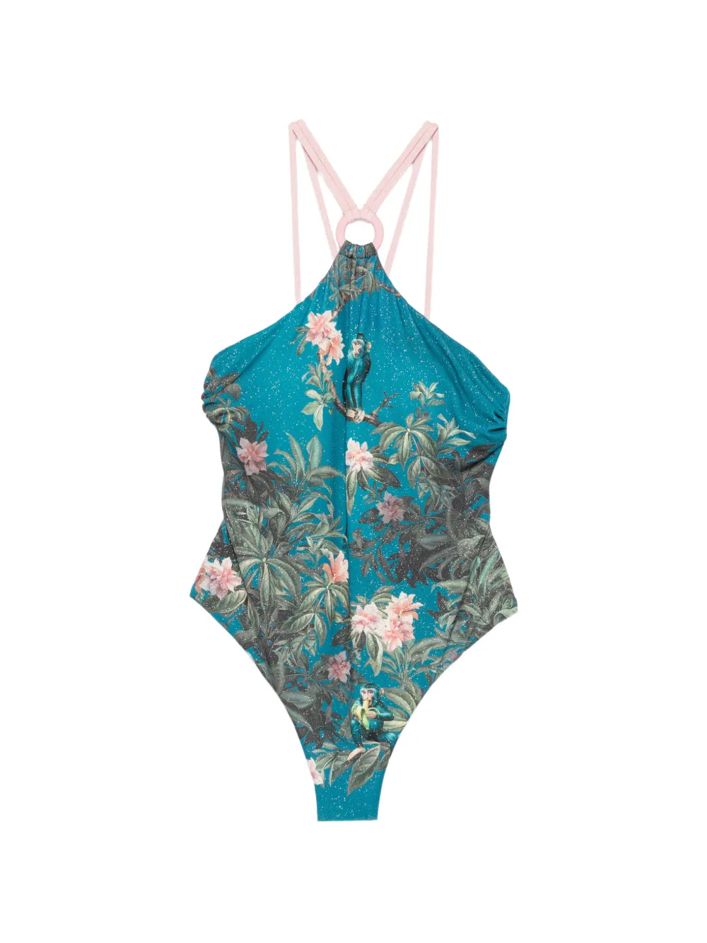 Mazzei monkey-print swimsuit - Blu