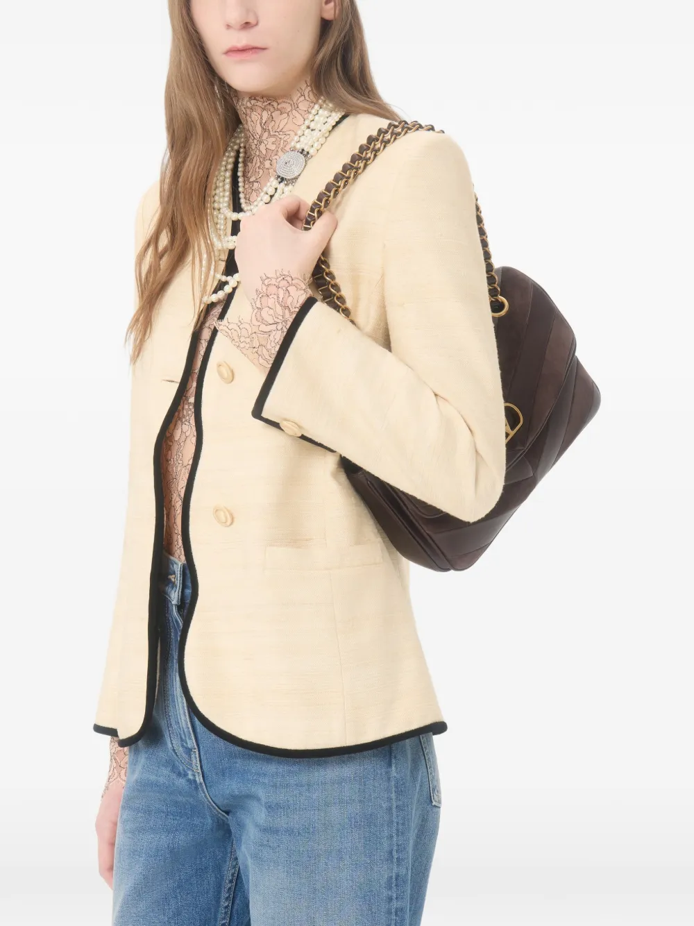 Valentino Garavani Zijde-linnen canvas jack Beige