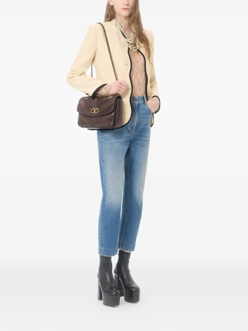 Valentino Garavani Zijde-linnen canvas jack Beige