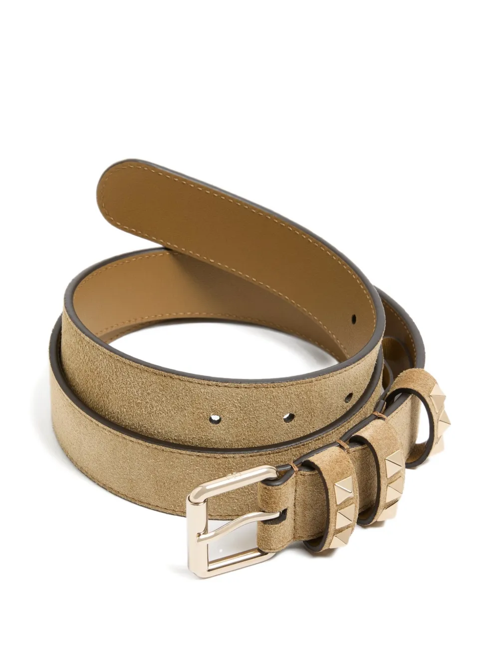 Valentino Garavani Rockstud suède riem Beige