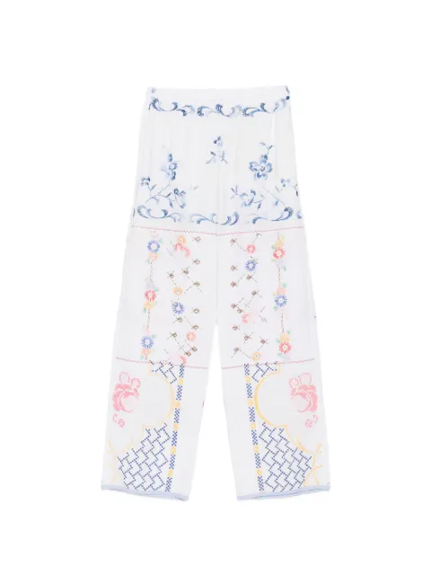 RELAX RE-LUX floral-embroidered trousers