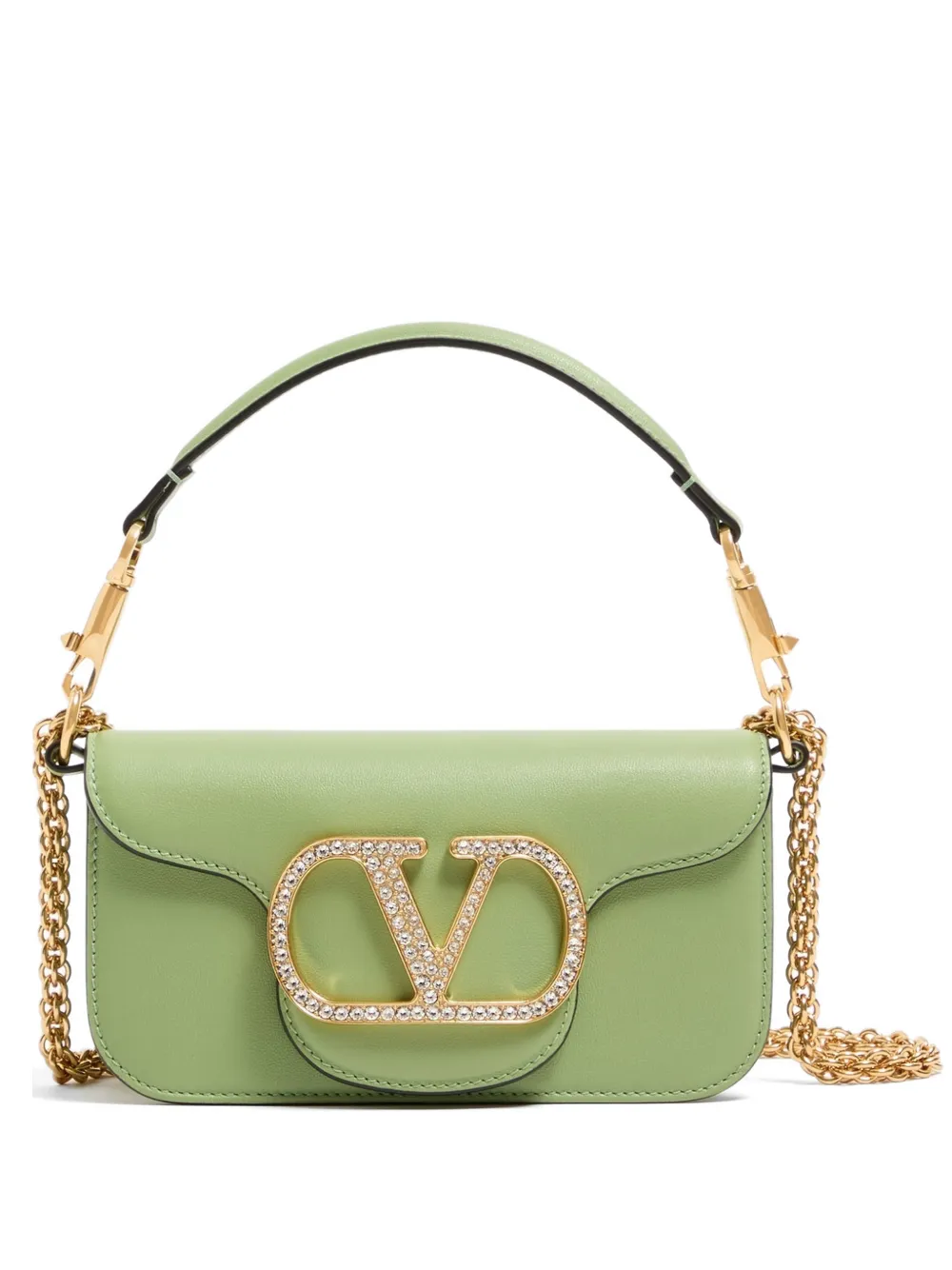 Valentino Garavani Kleine Locò Schultertasche mit Juwelen-Logo - Grün