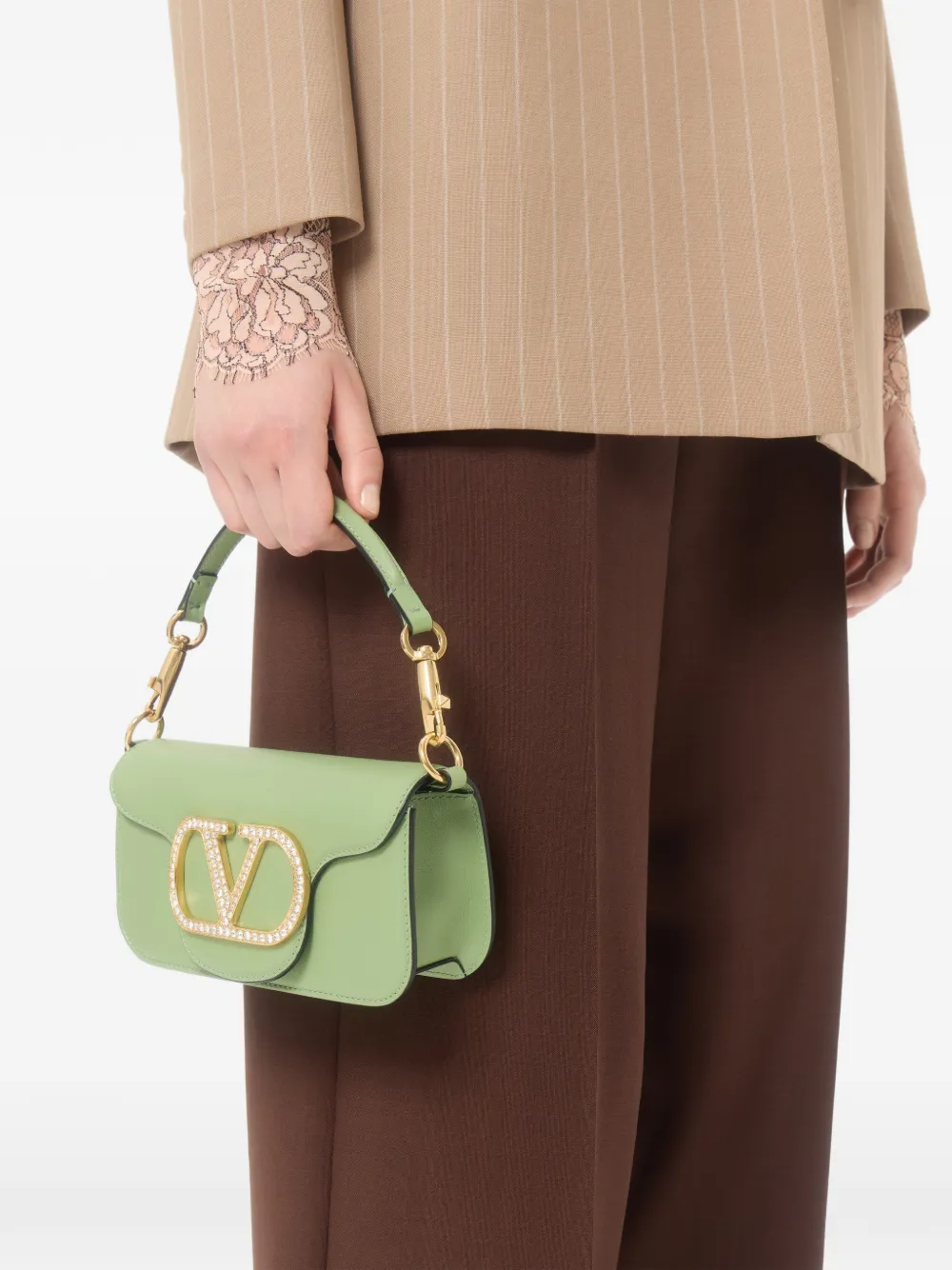 Valentino Garavani Kleine Locò schoudertas met logo Groen
