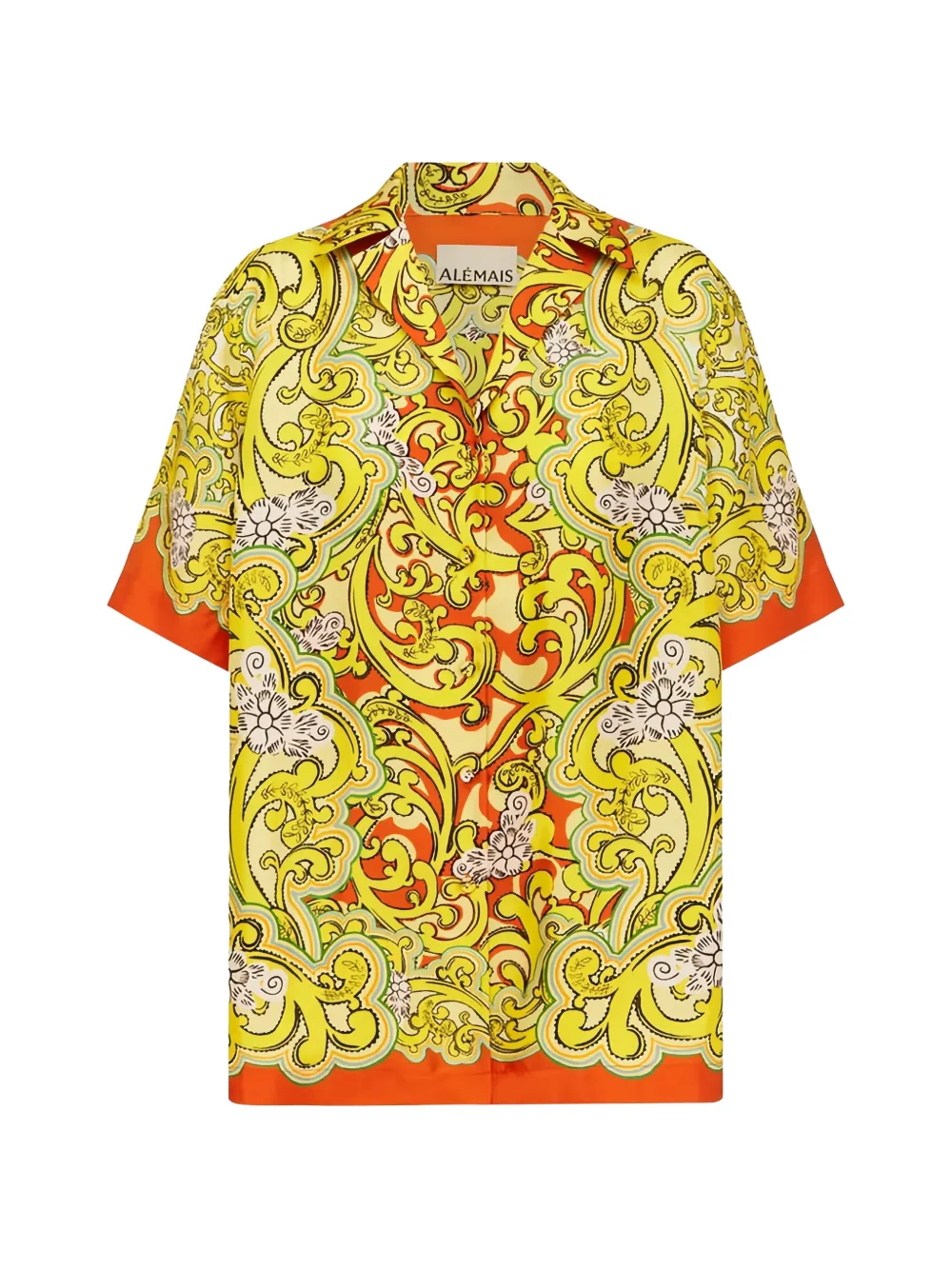 Alemais Sierra Baroque-print Short-sleeve Shirt In Yellow