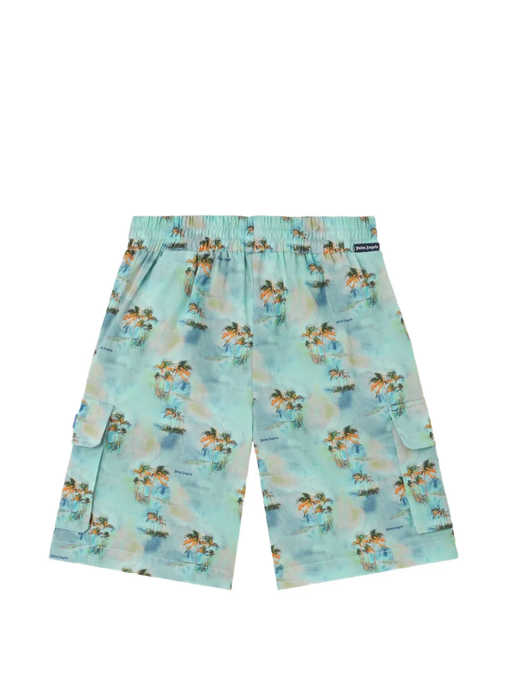 Palm Angels Kids Aop cargo shorts met palmboomprint Blauw