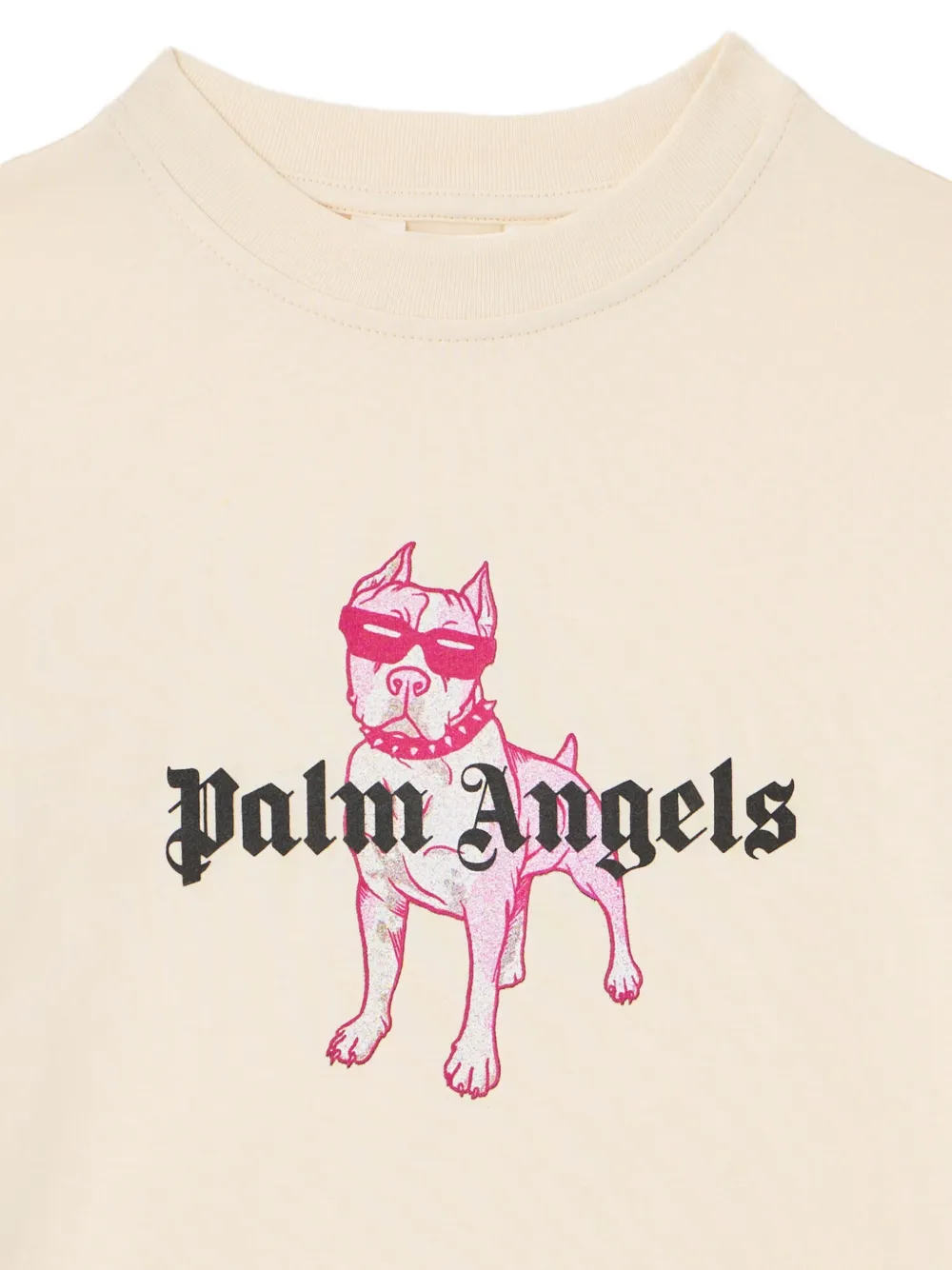 Palm Angels Kids Palm Dog T-shirt Beige