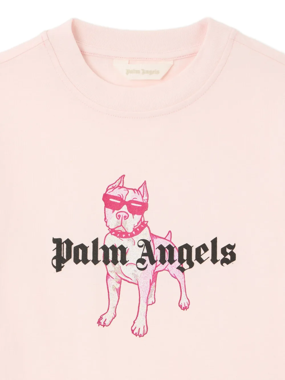 Palm Angels Kids Palm Dog T-shirt met logo-print Roze