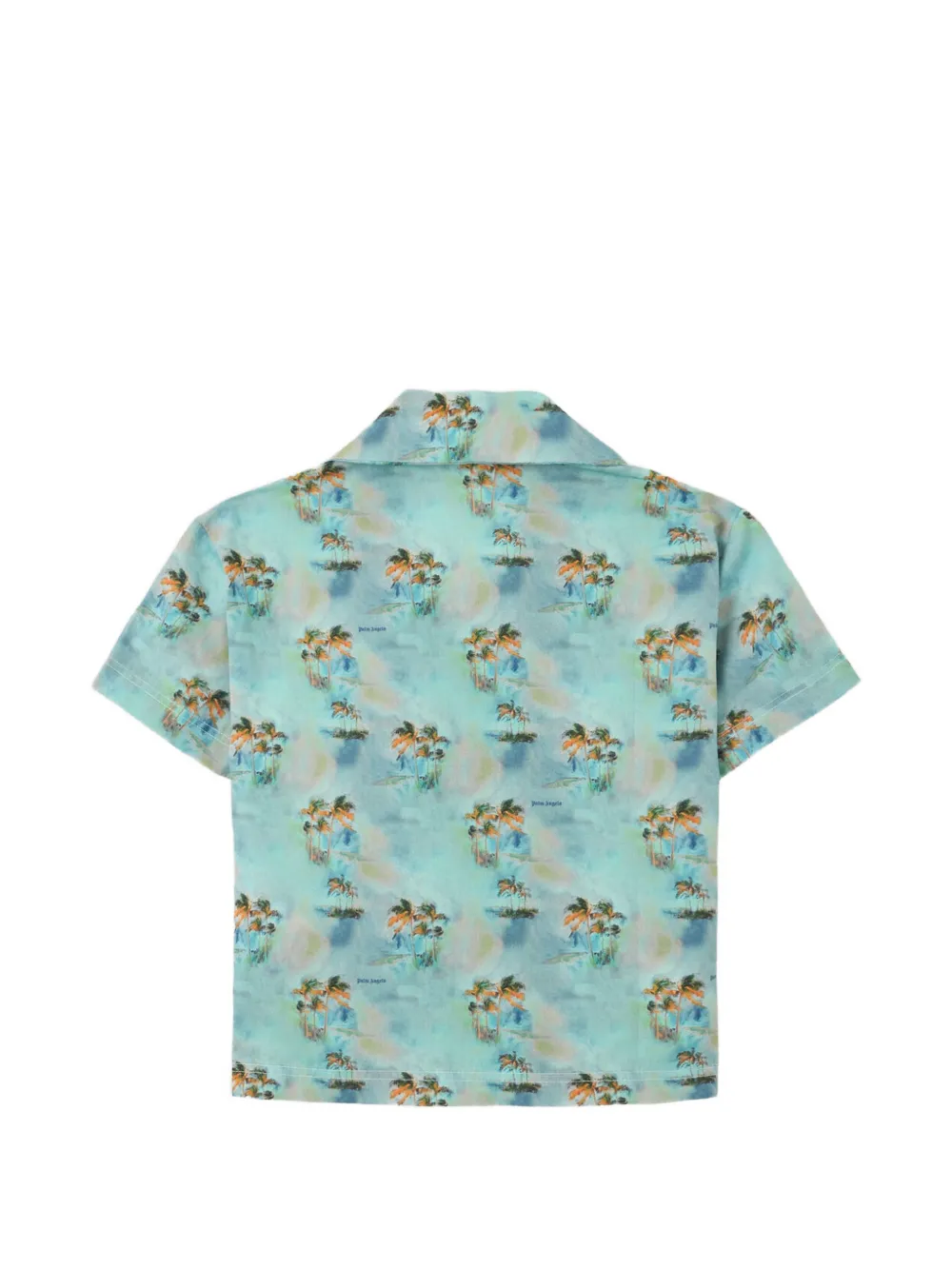 Palm Angels Kids Aop bowlingshirt met palmprint Blauw