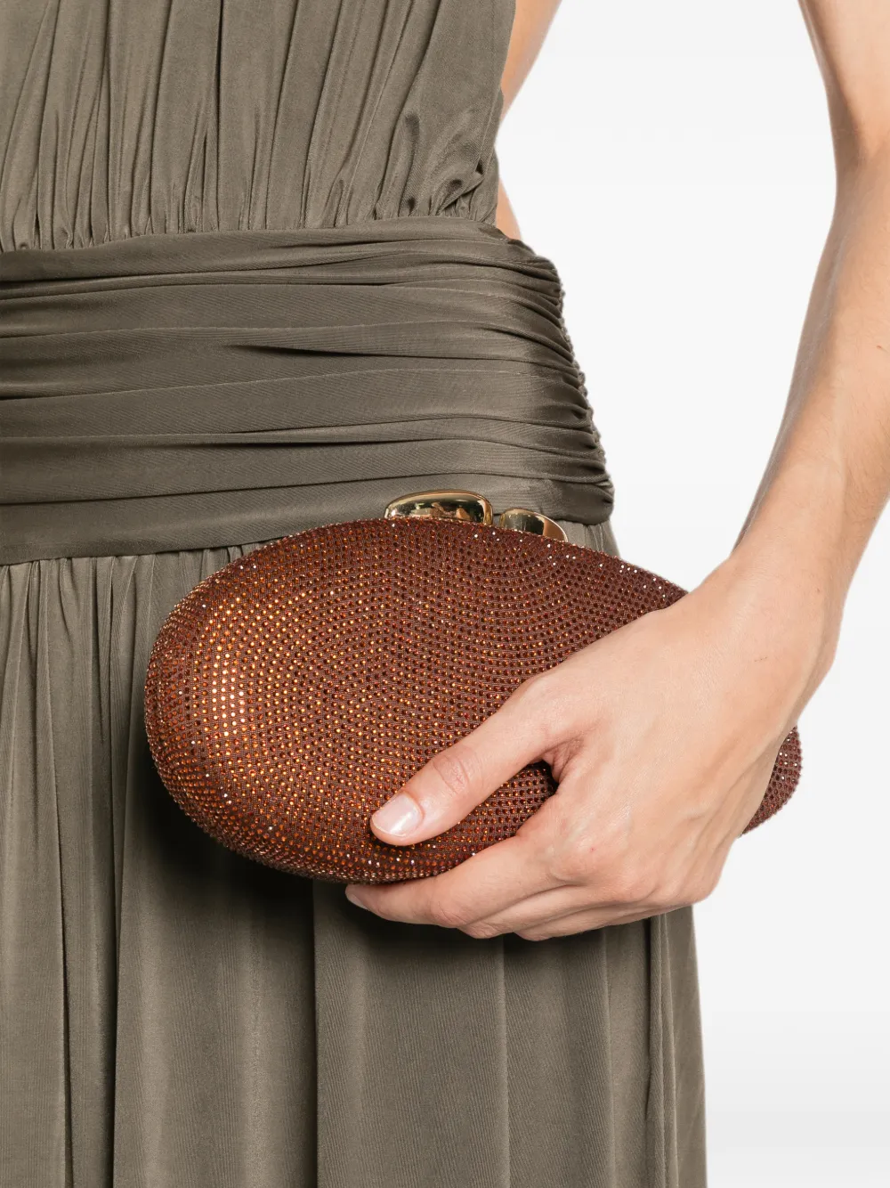JW Pei Clutch verfraaid met stras Bruin
