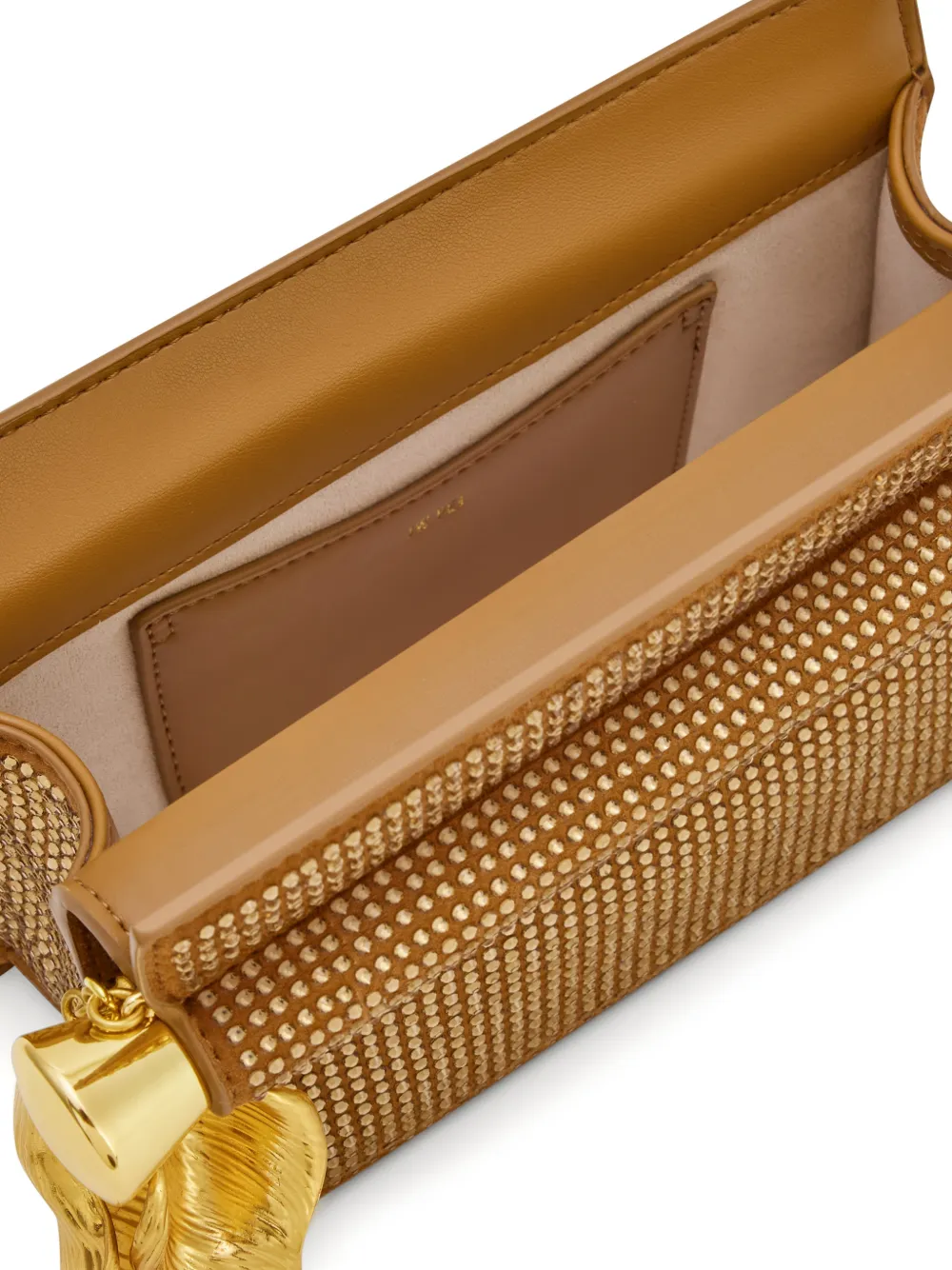 JW Pei Holly clutch verfraaid met kristallen en metalen hanger Beige