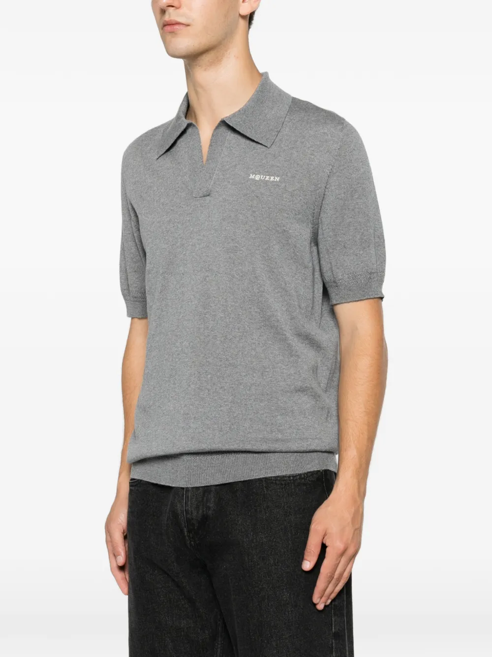 Alexander McQueen Top met geborduurd logo en korte mouwen Grijs